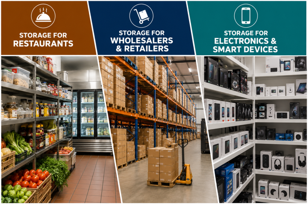 Industry-Specific Storage Solutions: Serving Restaurants, Wholesalers, and Electronics Retailers